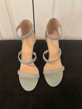 Kelly & Katie Pale Blue Triple-Strap Ankle-Zip Heels